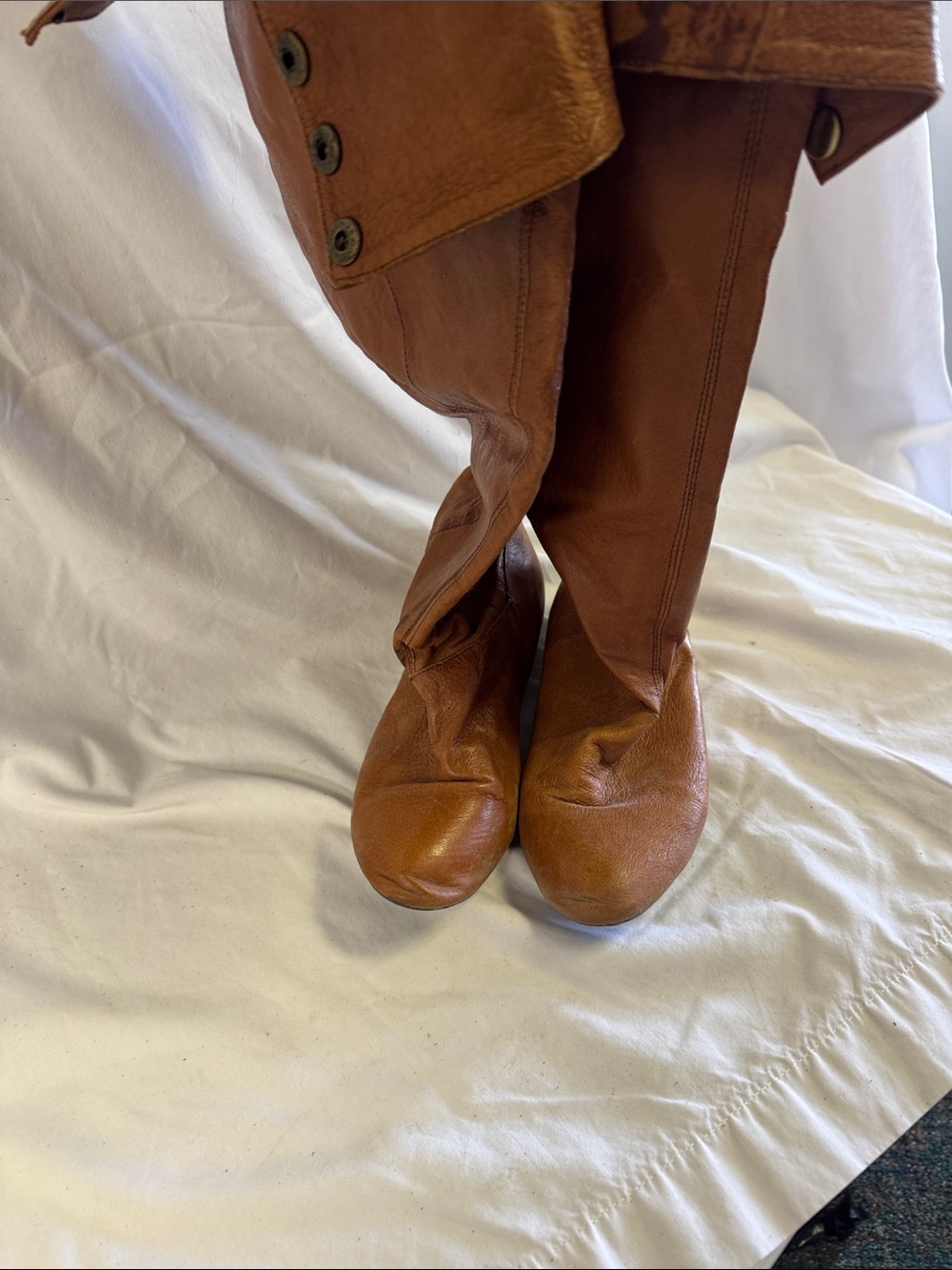 Chinese Laundry Tan Over-The-Knee Leather Boots